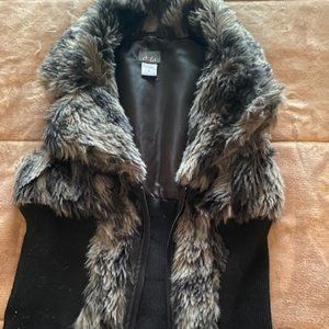 FAUX fur stretch black vest